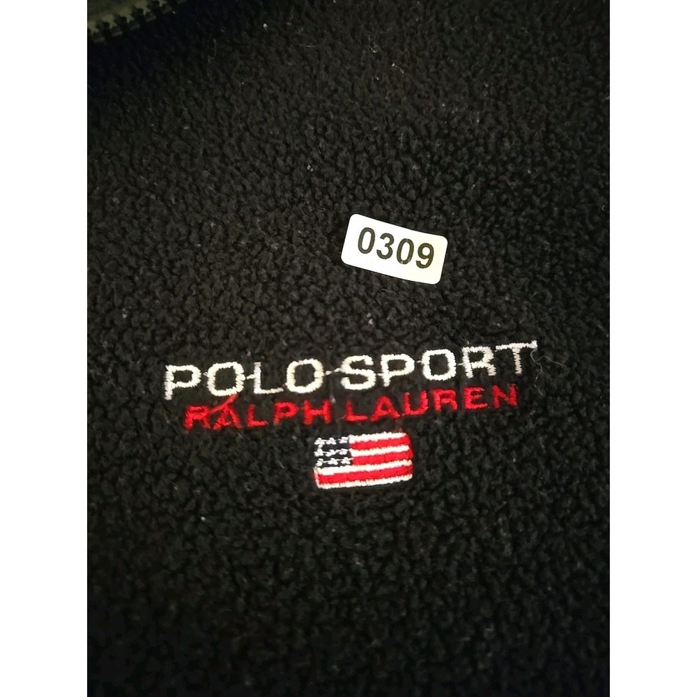 Vtg Polo Sport Ralph Lauren Sweatshirt Men's 2XL Black Fleece 1/4 Zip 90s USA - Picture 16 of 16